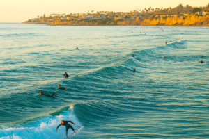 Sunset Surfing Waves